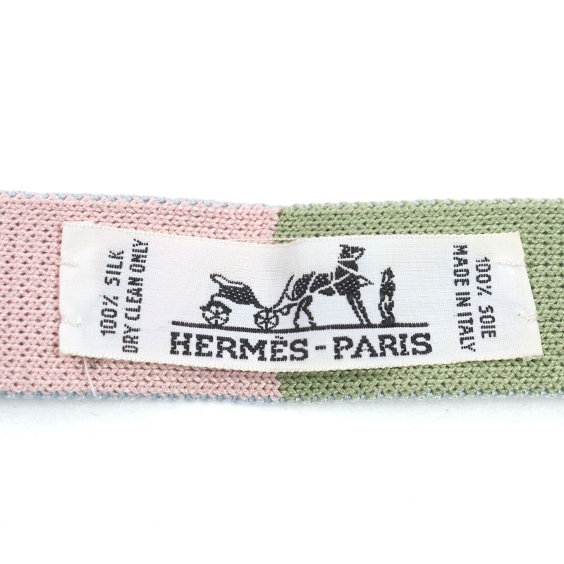 Hermes Cattle Tan Silk My Utah Silk H Motif Bicolor Reversible Knit Tie