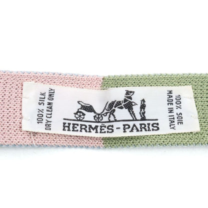 Hermes Cattle Tan Silk My Utah Silk H Motif Bicolor Reversible Knit Tie