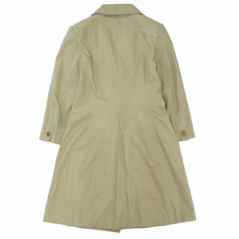01p Chanel P17593v00923 Leather Double Breasted Chester Coat Coco Logo Gold