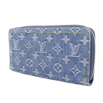 Louis Vuitton Zippy Wallet M82958 Monogram Denim Blue Unisex Long Wallet