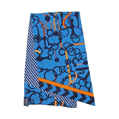 Hermes Maxi Twill - Molle Etres Blue - Orange Yellow Blue Silk Scarf