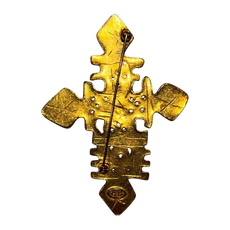 Chanel Coco Cross Brooch Unisex Gold FREE