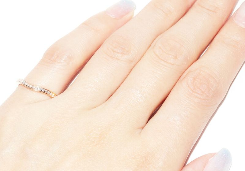 Cartier Ring 18K Pink Gold Diamond 26P (009ct) Ballerina Curved Wedding Ring