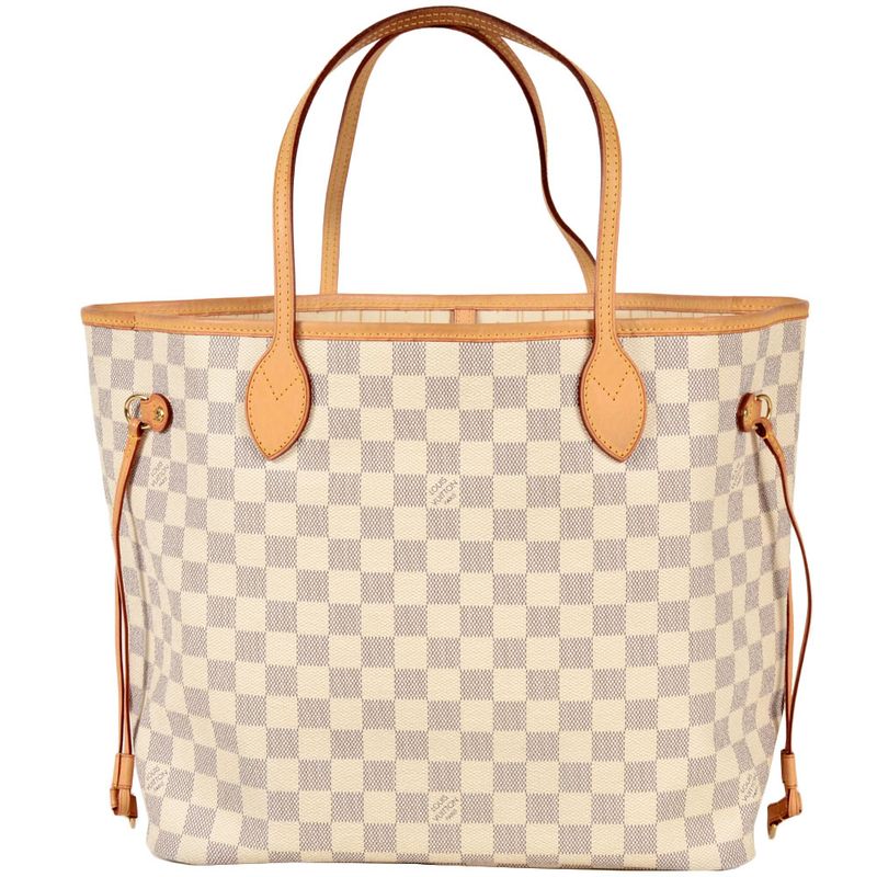 Louis Vuitton Neverfull MM Tote Bag Damier Azure N51107 White Sp4079 Women
