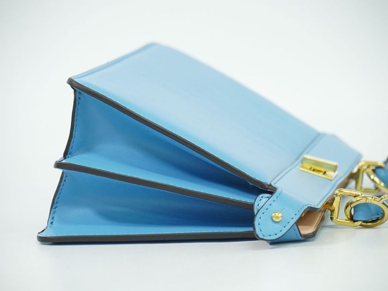 Authentic Fendi Peekaboo Icyou East West 2WAY Shoulder Bag Handbag Leather Blue