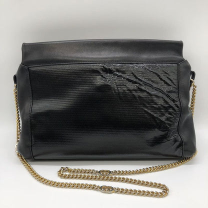 Gucci 004 109 Shoulder Bag Chain Shoulder Leather Black Women Men Vintage