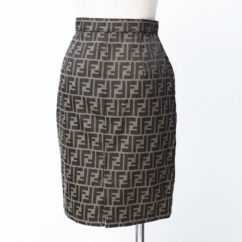Fendi Skirt Size 38 Zucca Pattern FF Logo Total Mini Tight Made In Italy