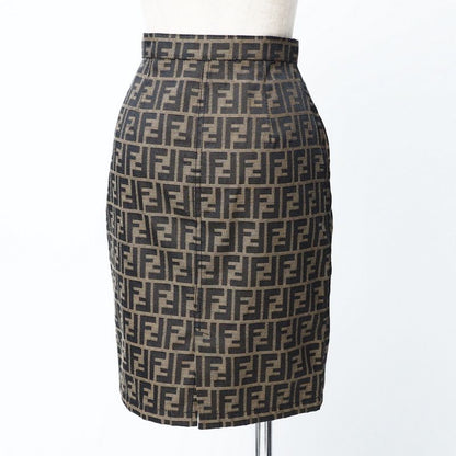 Fendi Skirt Size 38 Zucca Pattern FF Logo Total Mini Tight Made In Italy