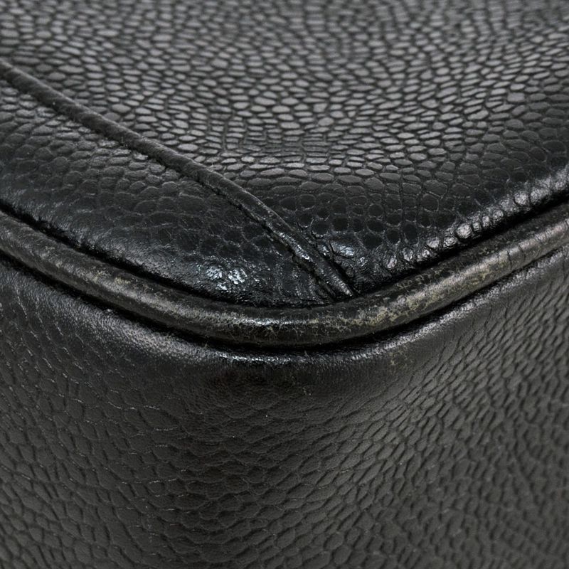 Chanel Coco Mark Chain Shoulder Bag Caviar Skin Black Gold Hardware