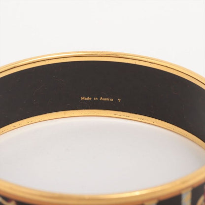 Hermes Emile GM Bangle With Elephant Pattern GP × Enamel Gold × Black Made In