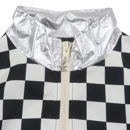  Celine 21AW 2w420819l Loose Checkerboard Boucle Logo Zip-up Blouson Silver