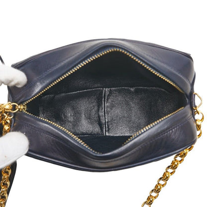 Chanel Matelasse Coco Mark Fringe Chain Shoulder Bag Navy Lambskin Women Chanel