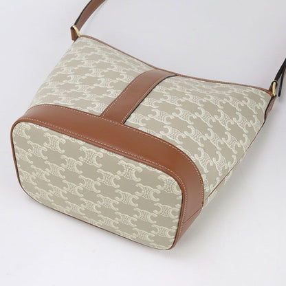 Celine Small Bucket Triomphe Canvas 19144 2CAS Shoulder Bag Calf Womens