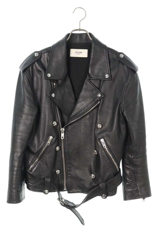 Celine 2eg91599e.38no Loose Biker Double Leather Jacket Women 36