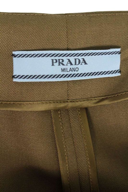 Prada P178xk Triangle Logo Plate Belted Cotton Skirt Women 42