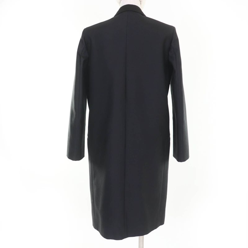Celine Wool Silk Phoebe Period Crombie Chester Coat Black 34 Made In Italy