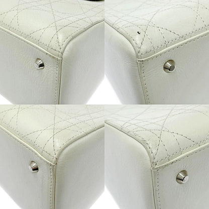 Dior Lady Dior Lambskin Cannage 2way Handbag White 356662 Handbag