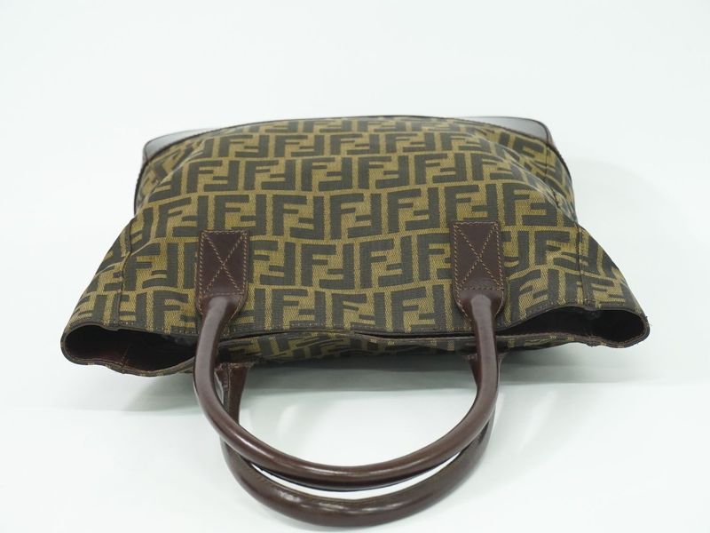 Authentic Fendi Zucca Tote Handbag Canvas Brown 16328 Zucca Bag Pre-owned