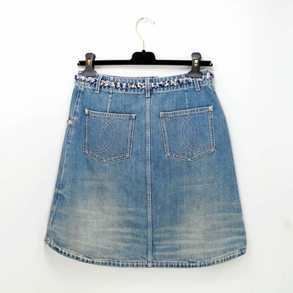 Chanel Denim Skirt P79895 Size 36 Blue Gdhardware Coco Mark Women's