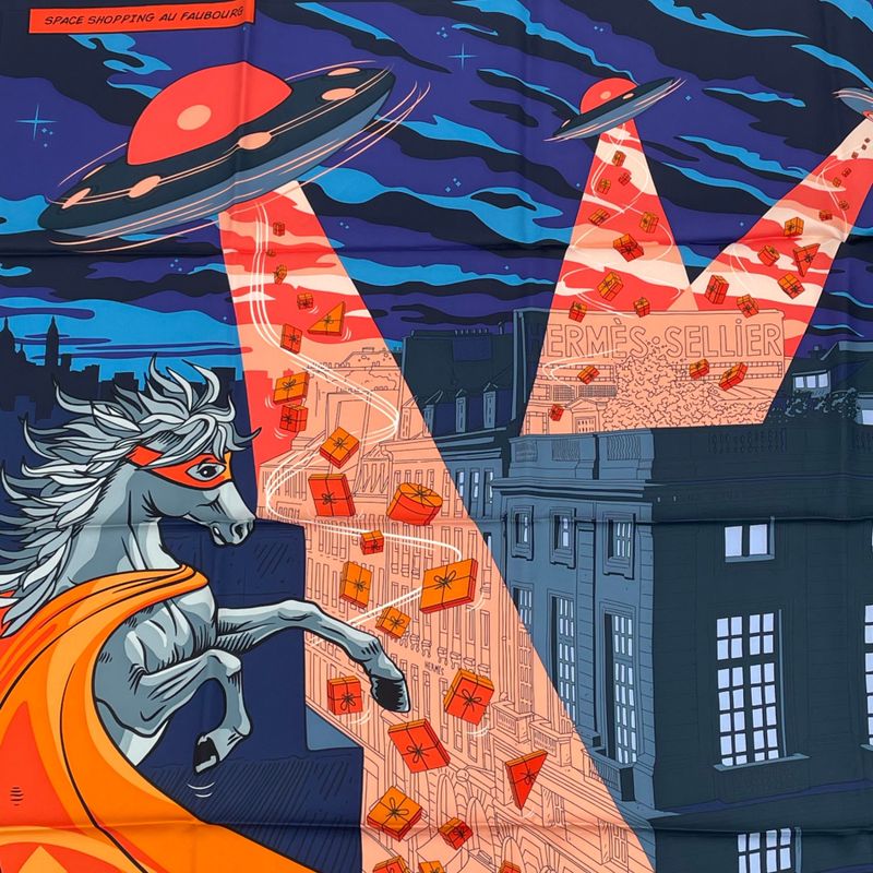 Hermes Carre 90 Scarf Space Shopping At Faubourg Blue