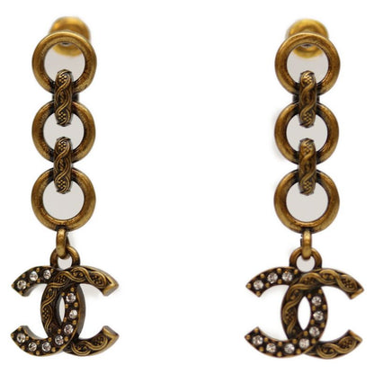 Chanel I24A Gold Swing Coco Rhinestone Earrings