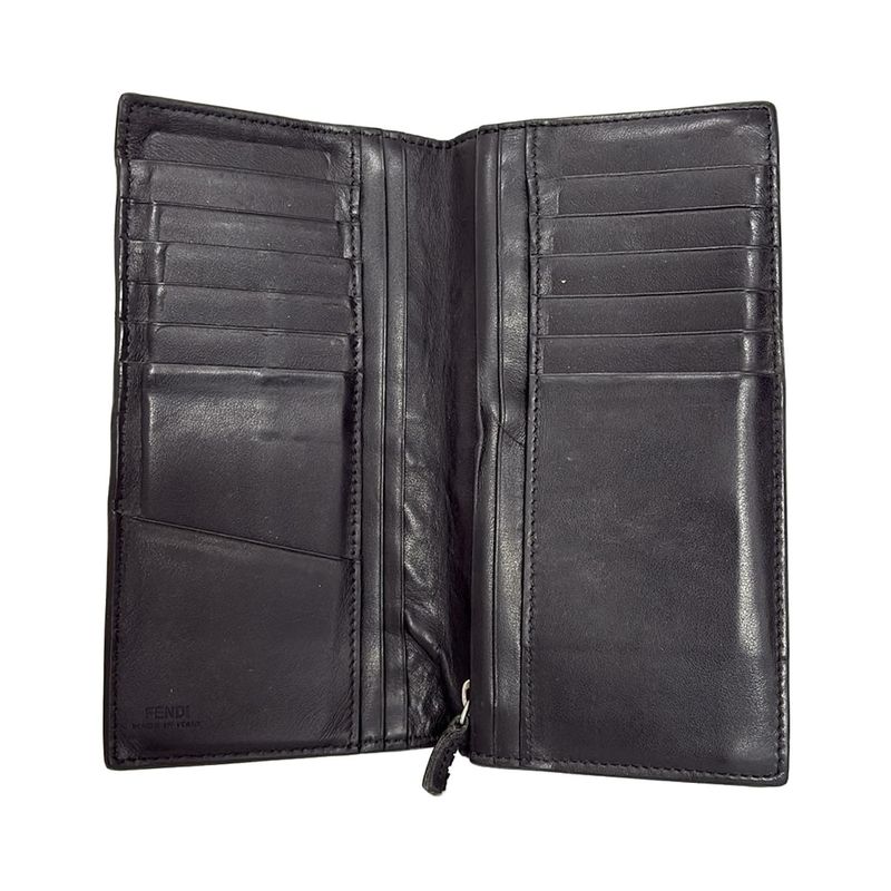 Fendi Long Wallet Bag Bugs 7m0186 Black Leather