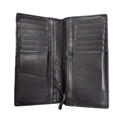 Fendi Long Wallet Bag Bugs 7m0186 Black Leather