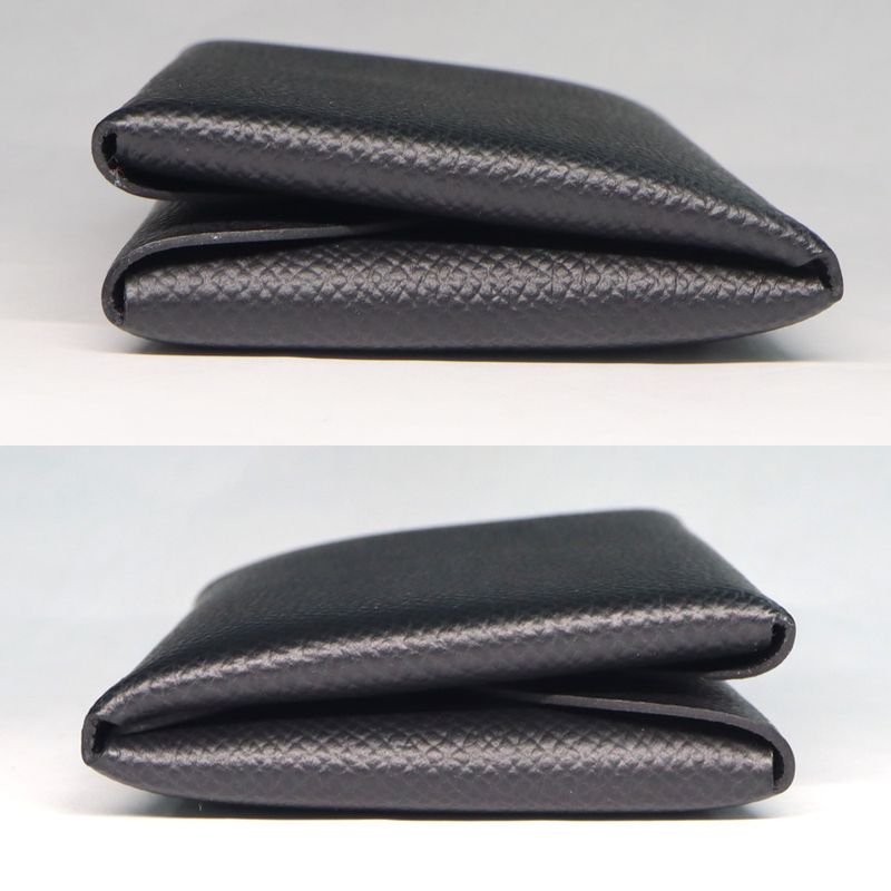 Hermes Calvidio Vo-epson Black B Engraved Coin Case Card Case Men's