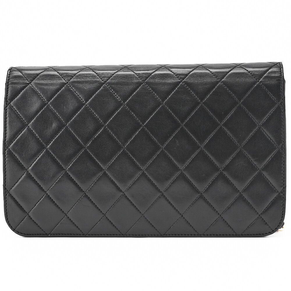 Chanel Chain Shoulder Bag Matelasse Push Lock Lambskin Black Gold Hardware