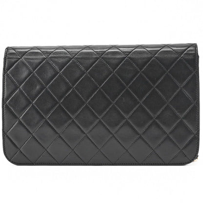 Chanel Chain Shoulder Bag Matelasse Push Lock Lambskin Black Gold Hardware