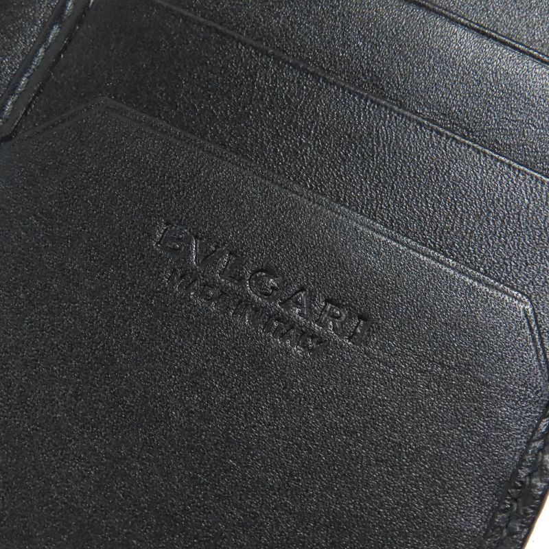 Bvlgari 280922 OCTO Leather Logo Shape Stamped Bifold Long Wallet