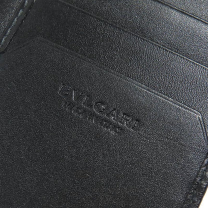 Bvlgari 280922 OCTO Leather Logo Shape Stamped Bifold Long Wallet