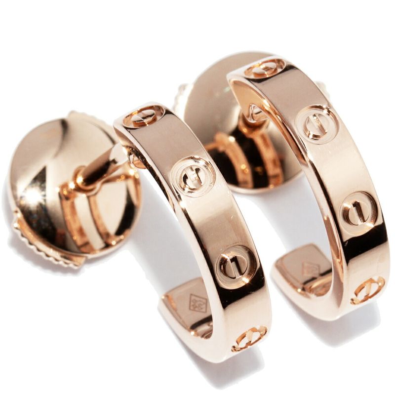 Cartier Earrings 18K Pink Gold Mini Love Earrings Hoop Earrings B80290