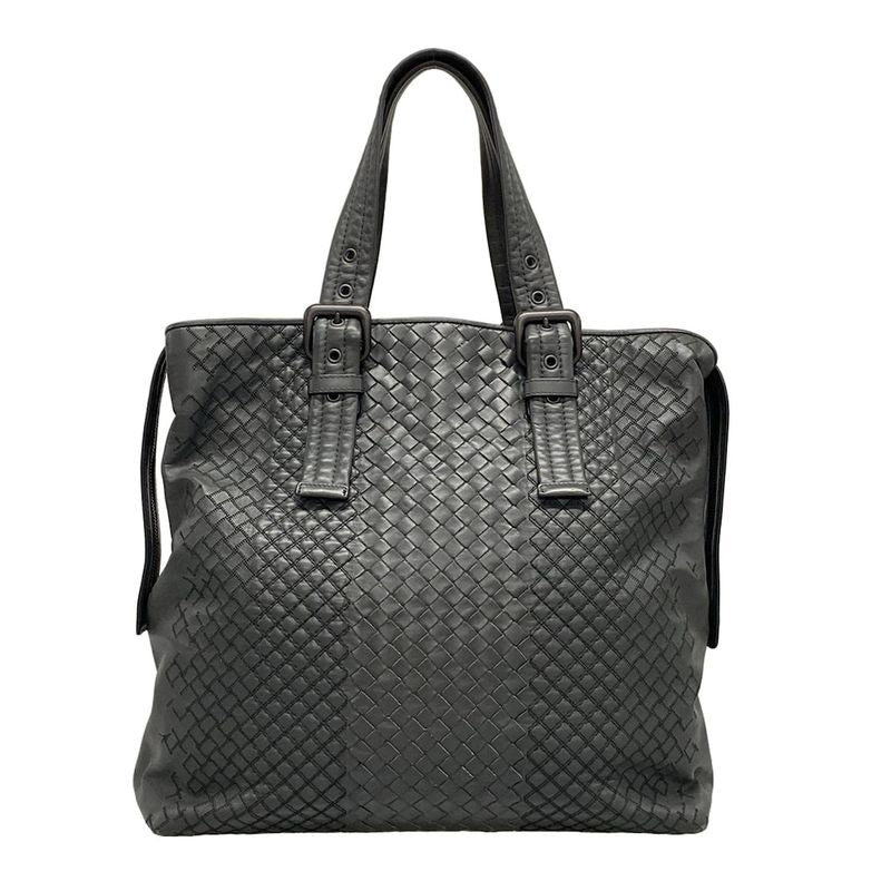 Bottega Veneta Intrecciato Dark Gray Leather Handbag