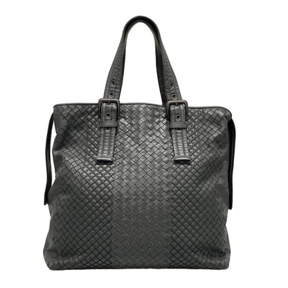 Bottega Veneta Intrecciato Dark Gray Leather Handbag