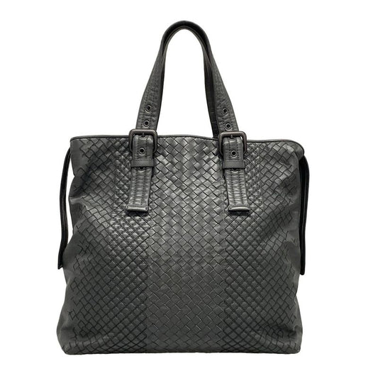 Bottega Veneta Intrecciato Dark Gray Leather Handbag