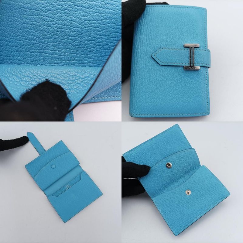 Hermes Bearn Souffle Blue Leather D Ai002id