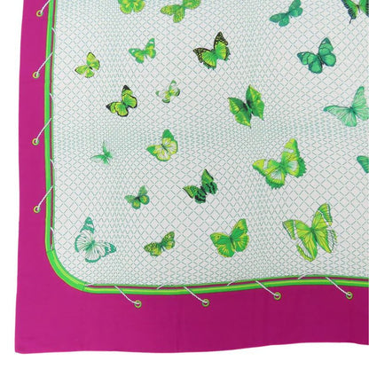 Hermes Shawl Pareo Cotton Purple White Green Butterfly Large Scarf Women Hermes