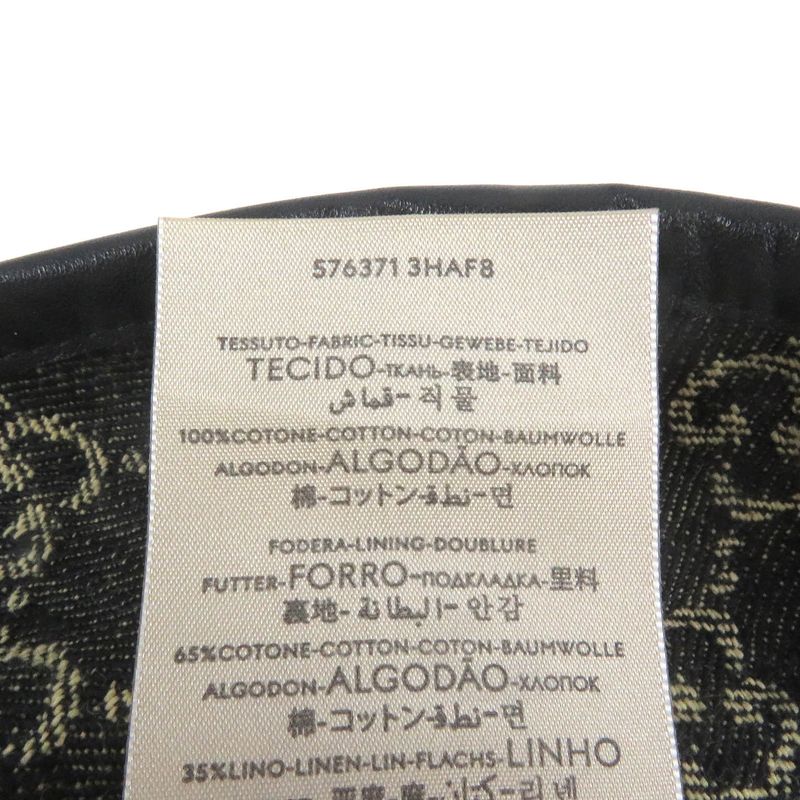 Gucci 576371 Cotton GG Logo Allover Leather Piping Denim Bucket Hat Black L