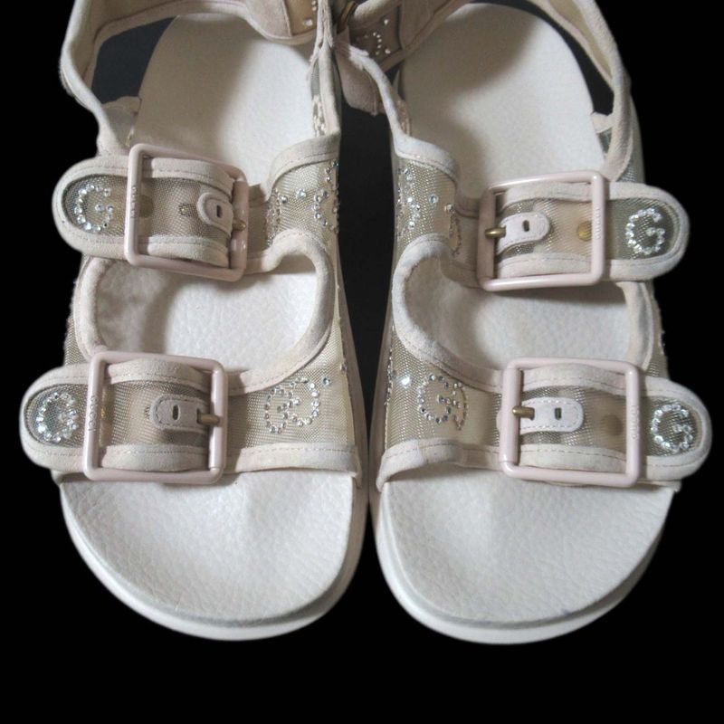 Gucci GG Rhinestone Sports Sandals Size 35 Approx 22cm (8.66in) Beige Ladies