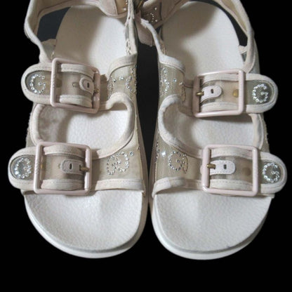 Gucci GG Rhinestone Sports Sandals Size 35 Approx 22cm (8.66in) Beige Ladies