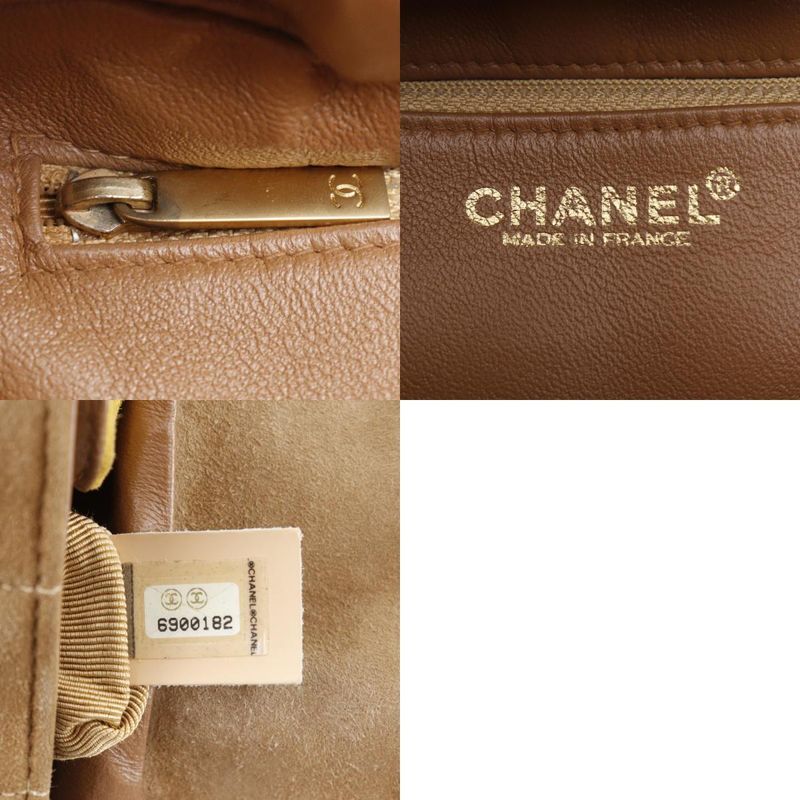 Chanel Chocobar One Handle Suede Brown/yellow Women's Handbag