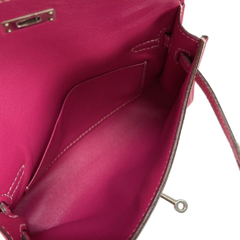 Hermes Handbag Tiny Kelly Rose Tillian Outside Stitching/silver Hardware