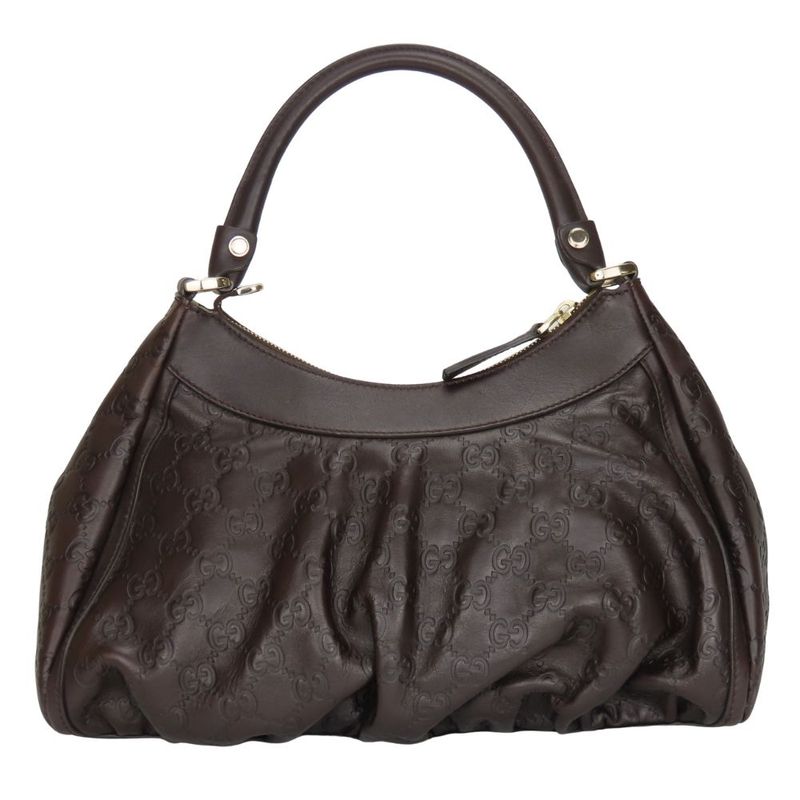 Gucci Handbag 190525 Abby Simaleather Dark Brown Gold Hardware One Shoulder