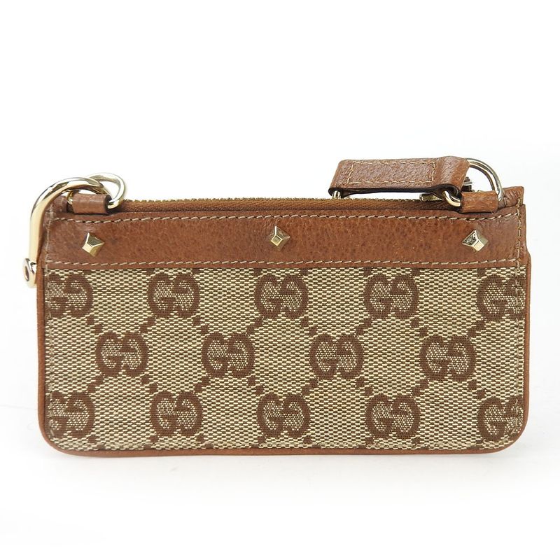 Gucci Coin Case 120971 GG Canvas Leather Brown Gold Hardware Everyday Use Small