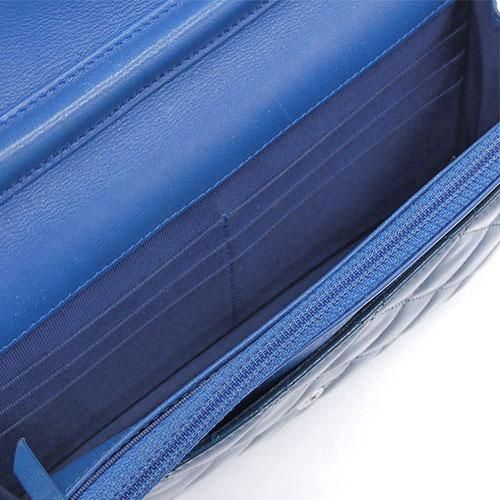 Chanel Matelasse Chain Wallet Enamel Blue Shoulder Bag Silver