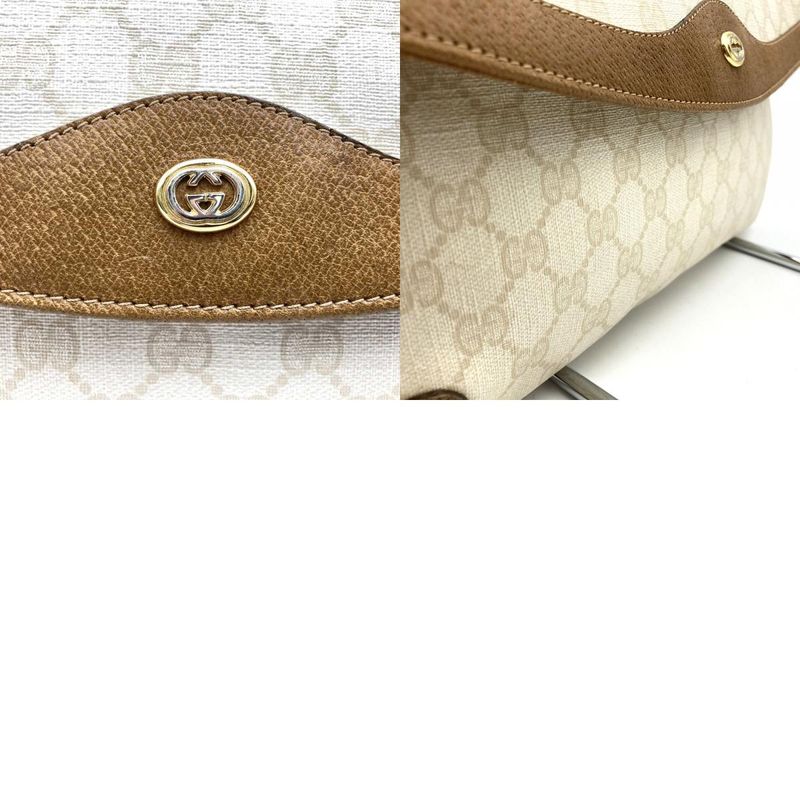 Gucci 89 02 075 Clutch Bag GG Supreme Canvas White Brown Ladies Men