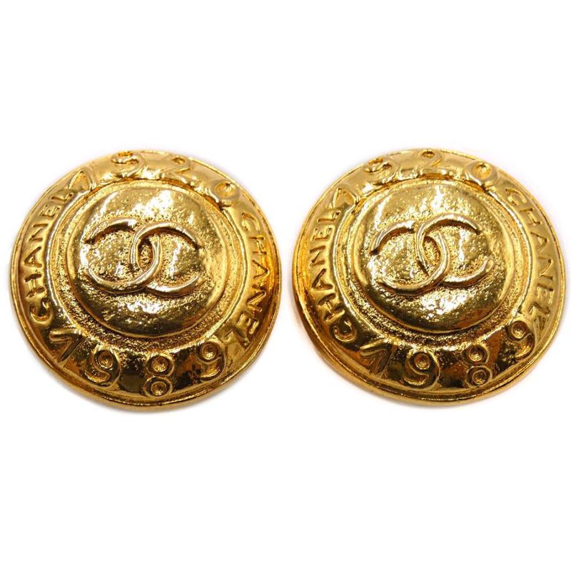 Chanel Coco Mark 1920-1989 GP Gold Earrings And Earrings 1920-1989