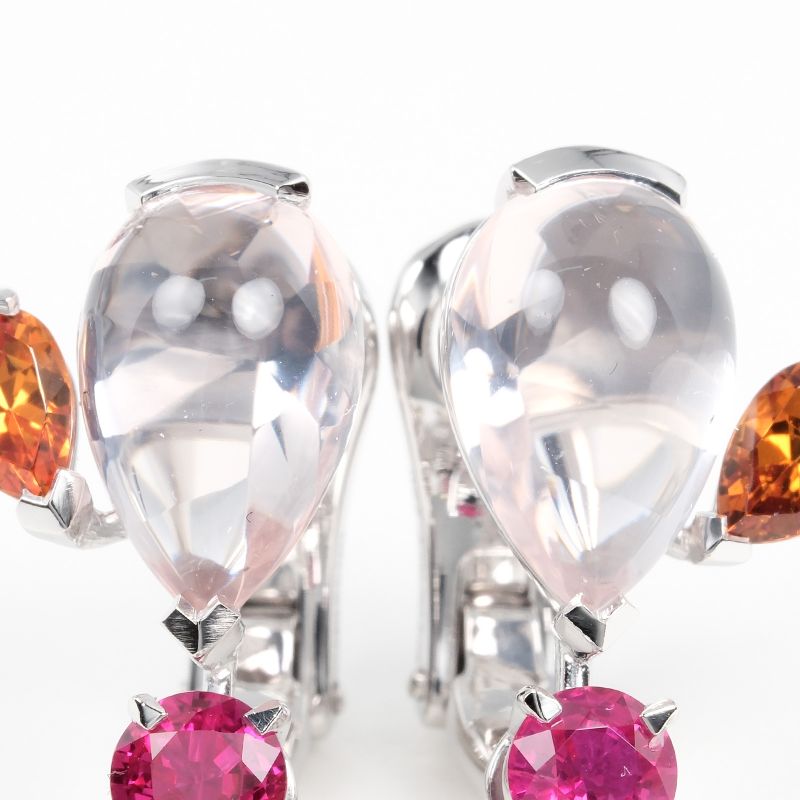 Cartier Sorbet 18kwhite Gold X Diamonds X Multi-stone Ladies 9.5g Earrings