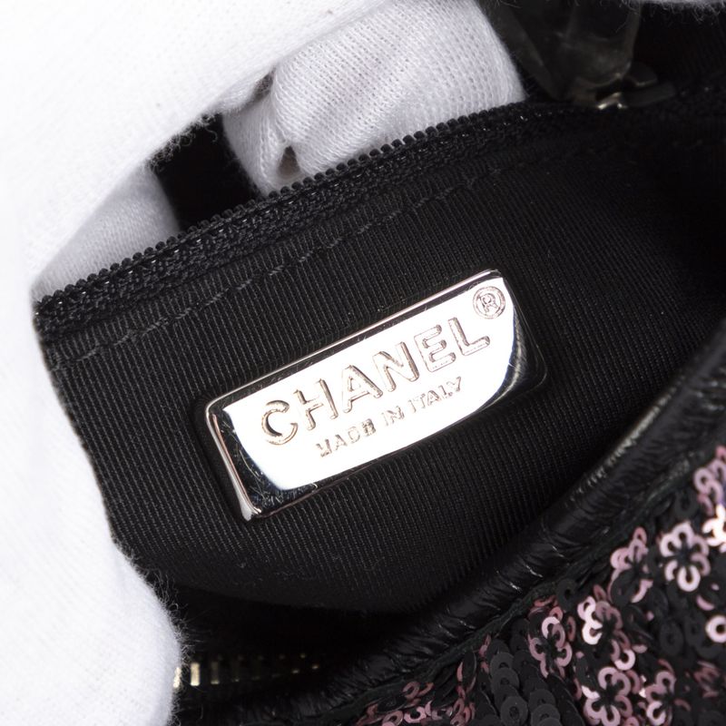 Chanel Gabrielle Sequin Black Calfskin Leather A